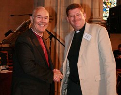The Rev Jim Carson, St Paul's. Lisburn, accepts the award for highly commended in the parish magazine/newsletter category from the Archbishop of Armagh.